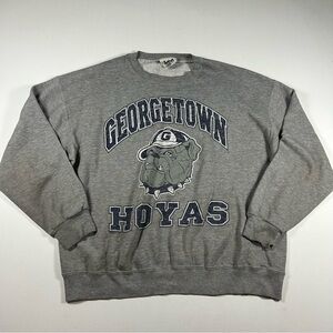 Vintage Georgetown University Hoyas Sweatshirt Mens XL Gray Cool Distress Grunge